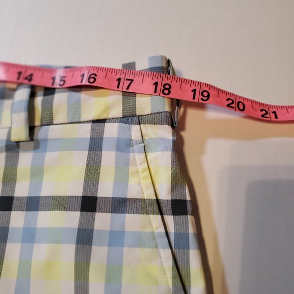 Nike Golf Men's Dri-Fit Yellow and Blue Plaid Shorts Size 35 - Picture 6 of 9